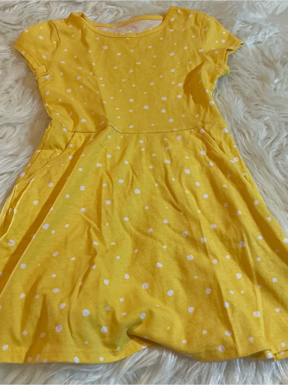 Wonder Nation 4/5 girls yellow polka dot short sleeve dress with pockets